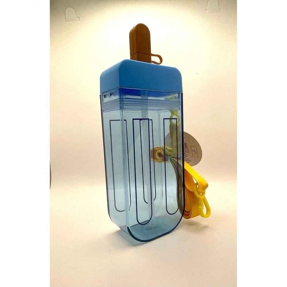 Target Bullseye Blue Popsicle Shaped Novelty Water Bottles W/ Strap 380 ml (NWT)
